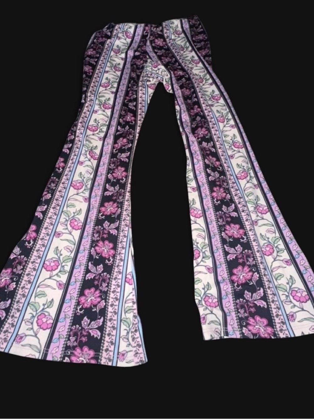 Papaya Black and Pink Floral Flare Leggings